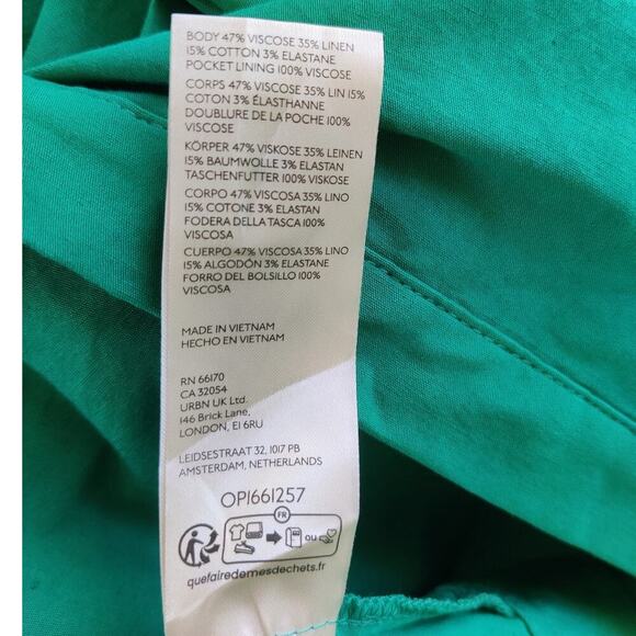 Antropologie Maeve Green Square-Neck Buttondown Dress Sleeveless Fit & Flare 22W - Picture 7 of 11